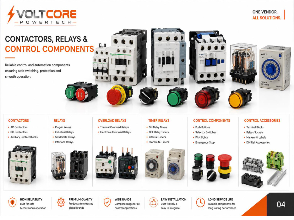 Contactors relays and control components
